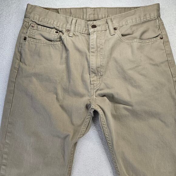 Levis 505 Jeans Mens 36x30 Khaki Straight Regular Fit 100% Cotton Zip (34x28) - Picture 2 of 9